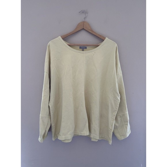 Habitat Clothes To Live In Womens Pullover Sweater Size L Yellow Boat Neck Boxy - Picture 1 of 11